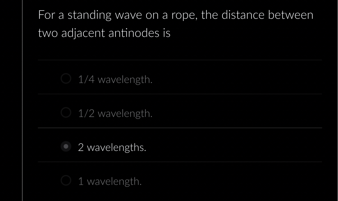 For a standing wave on a rope, the distance