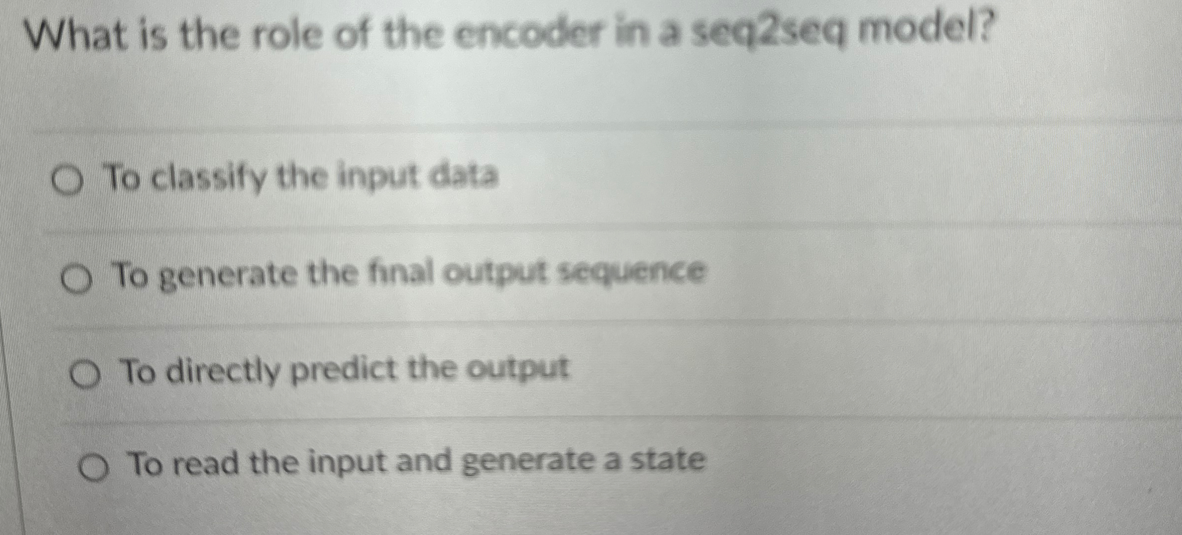 What is the role of the encoder in a seq 2 seq