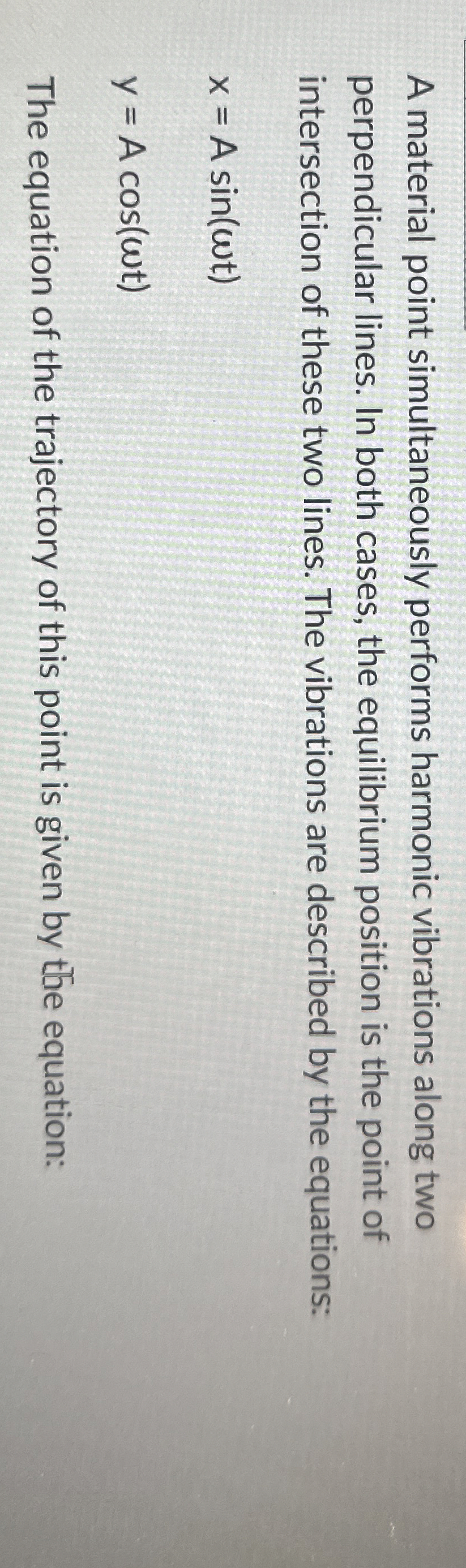 A material point simultaneously performs harmonic
