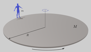 A person with mass m = 5 8 kg stands at the rim