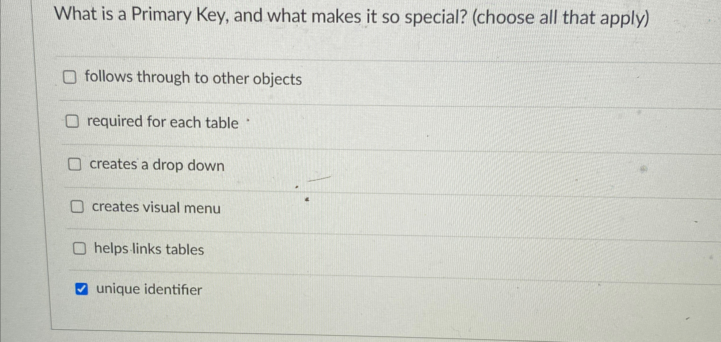 What is a Primary Key, and what makes it so