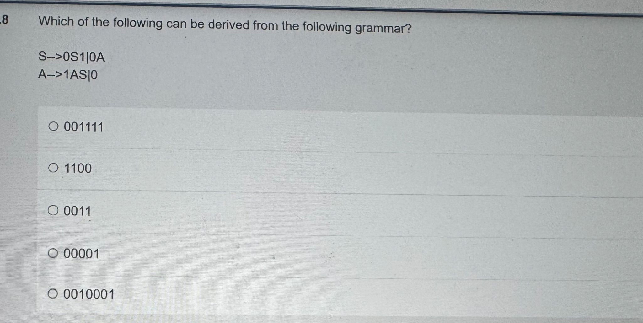 8 Which of the following can be derived from the