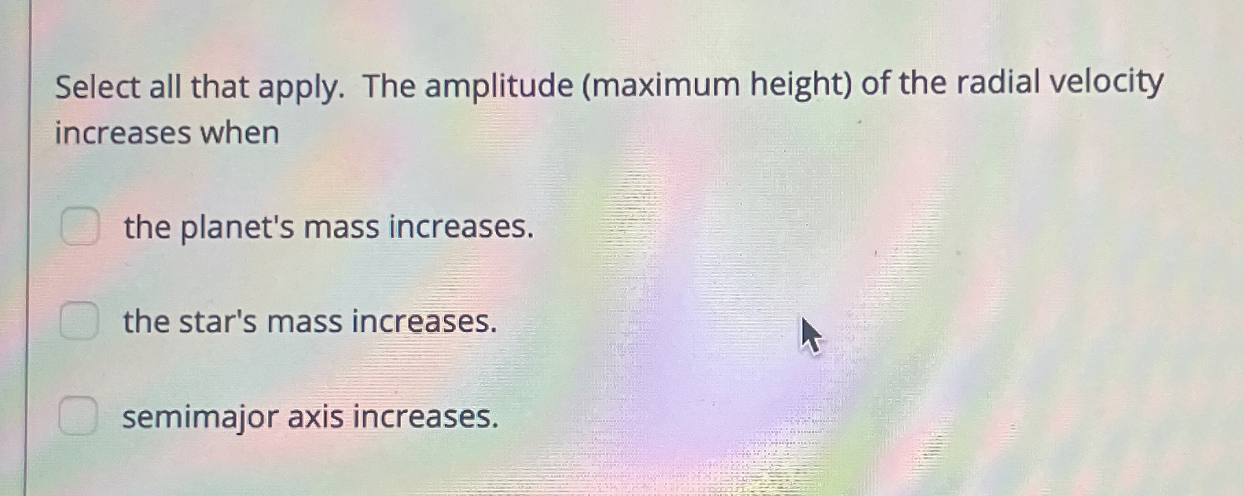 Select all that apply. The amplitude ( maximum