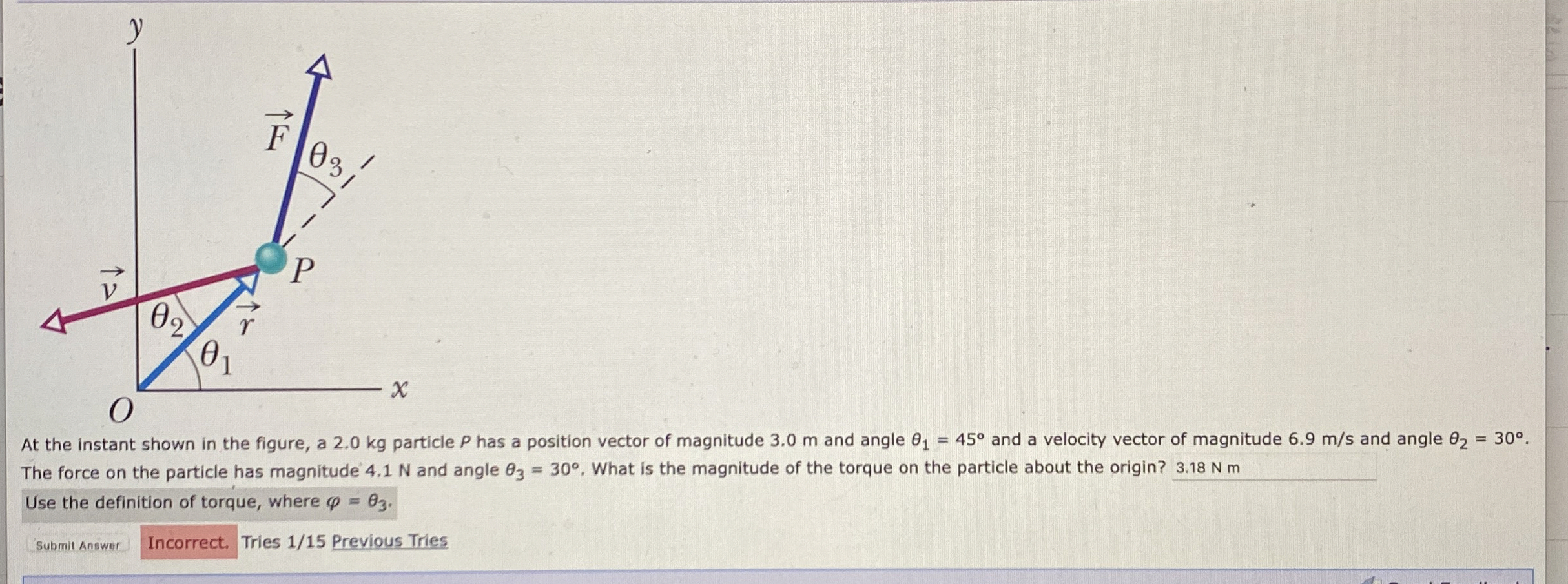 At the instant shown in the figure, a 2 . 0 kg