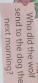 Who did the wolf send to the dog the next morning?