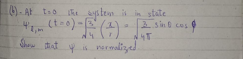 ( b ) - At t = 0 the system is in state