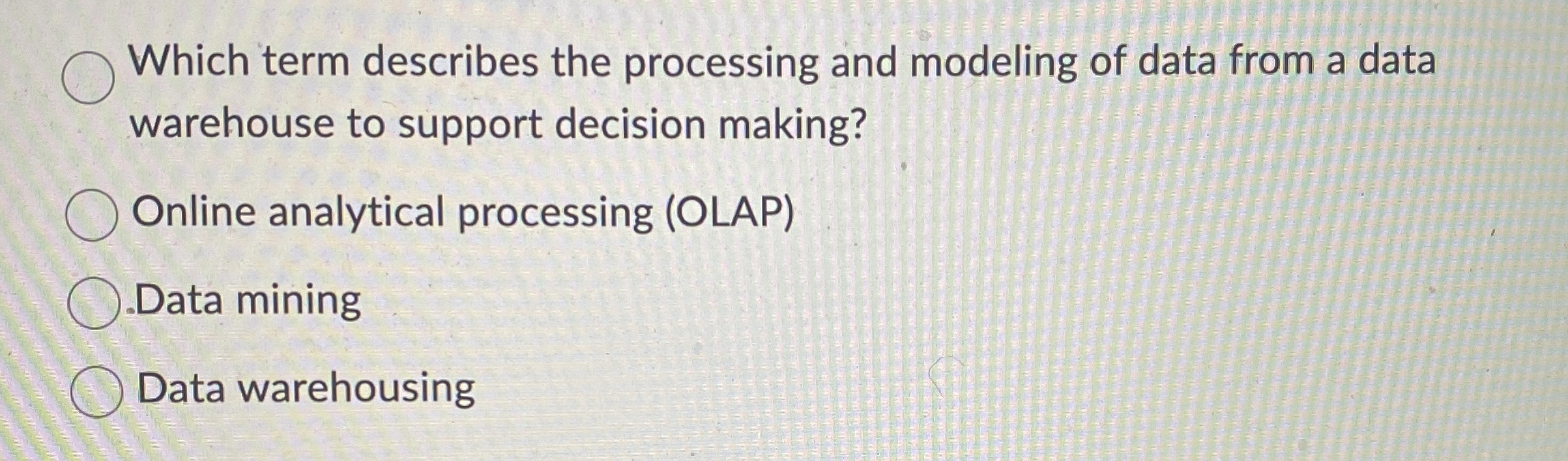 Which term describes the processing and modeling