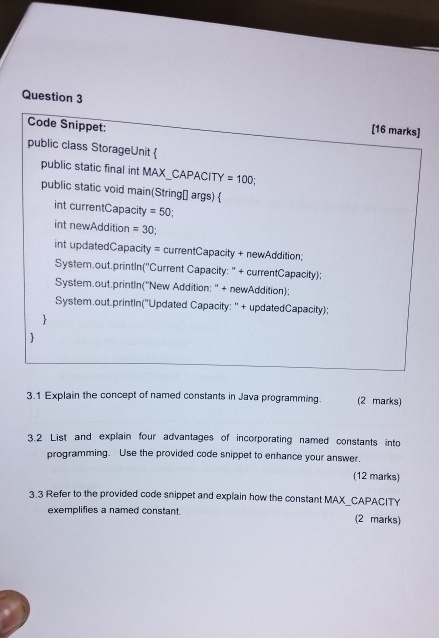 Question 3 [ 1 6 marks ] 3 . 1 Explain the