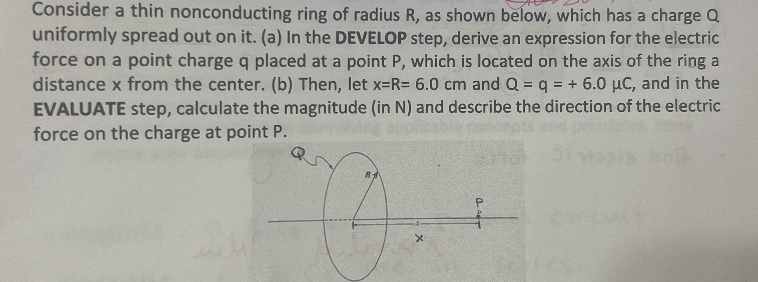 Consider a thin nonconducting ring of radius R ,