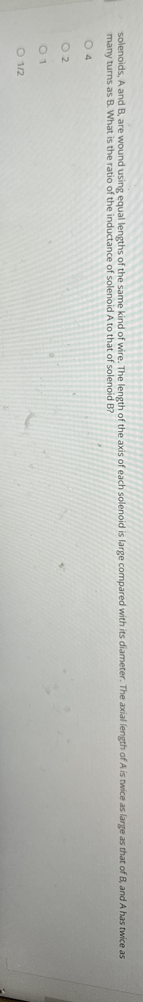 solenoids, A and B , are wound using equal