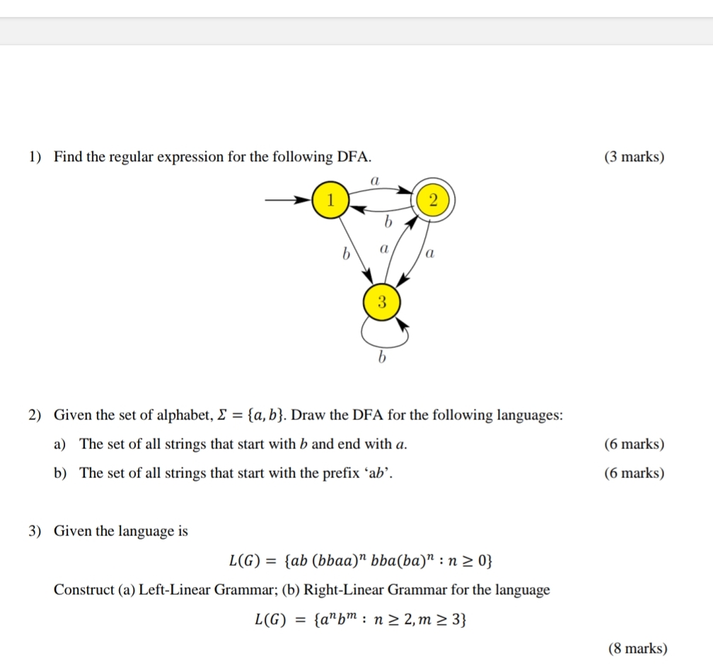 Find the regular expression for the following