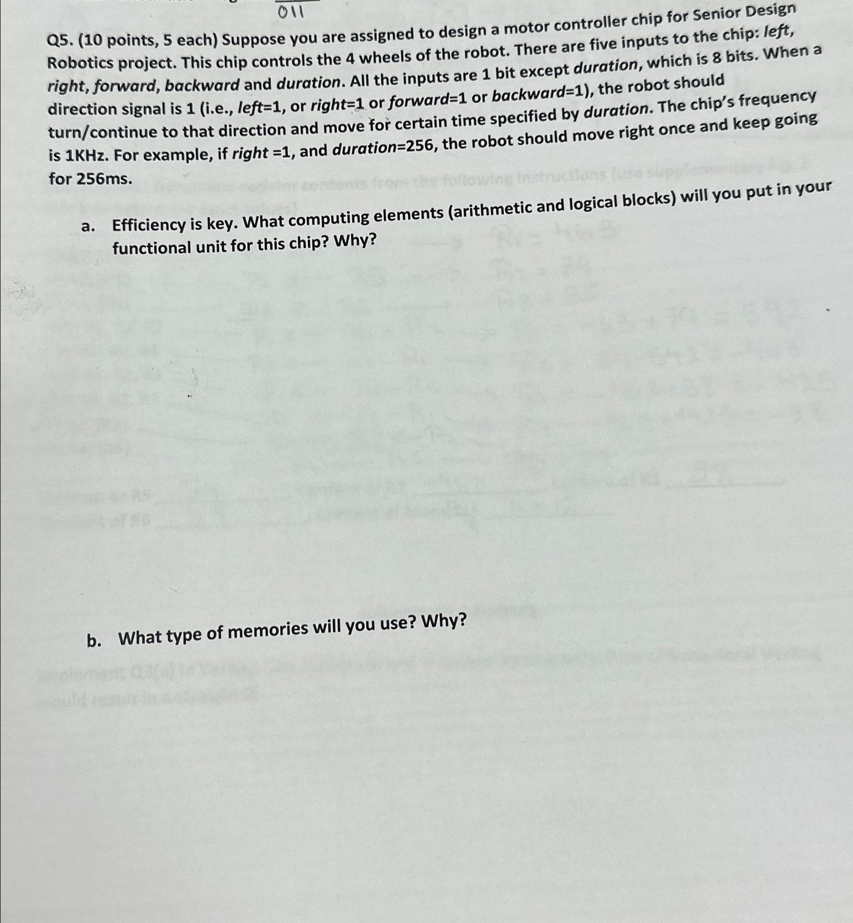 Q 5 . ( 1 0 points, 5 each ) Suppose you are
