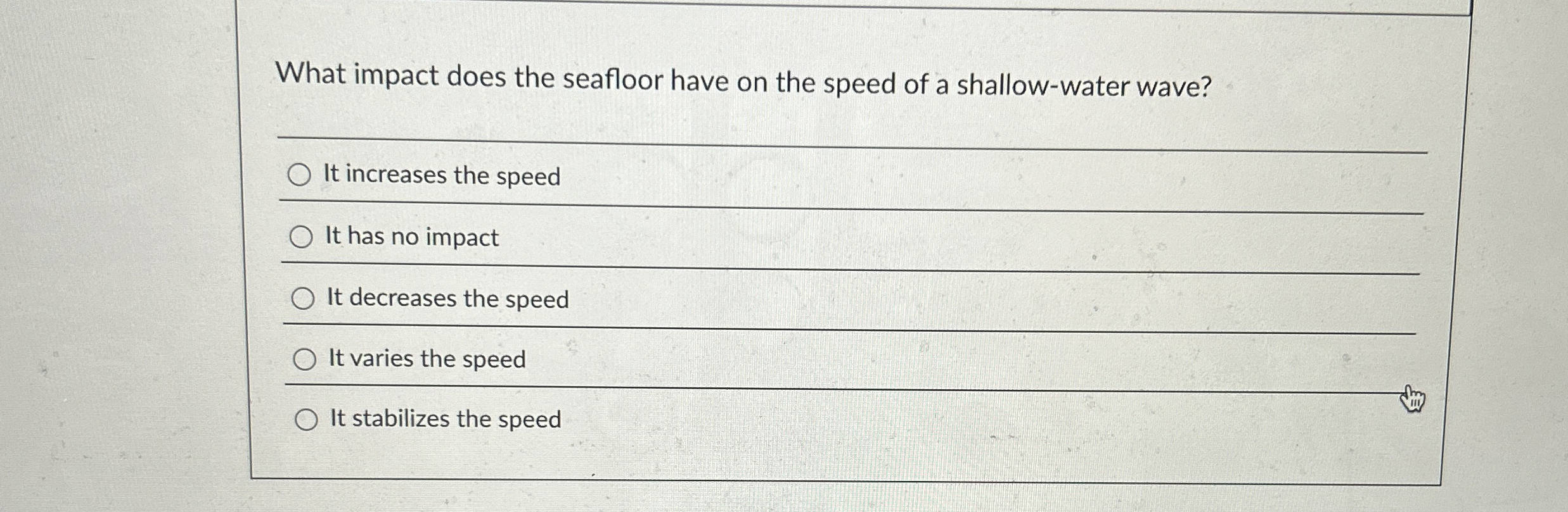 What impact does the seafloor have on the speed