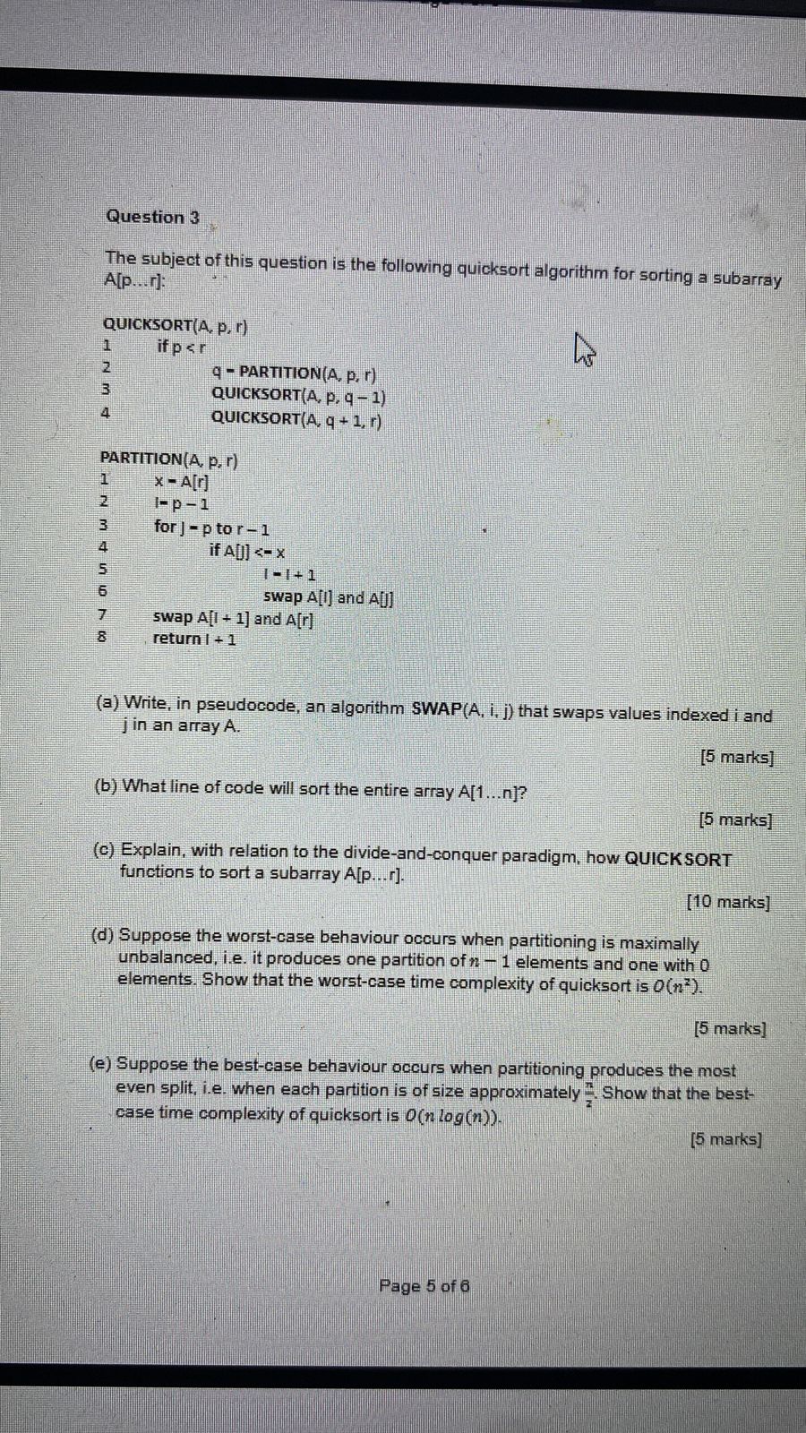 Question 3 The subject of this question is the