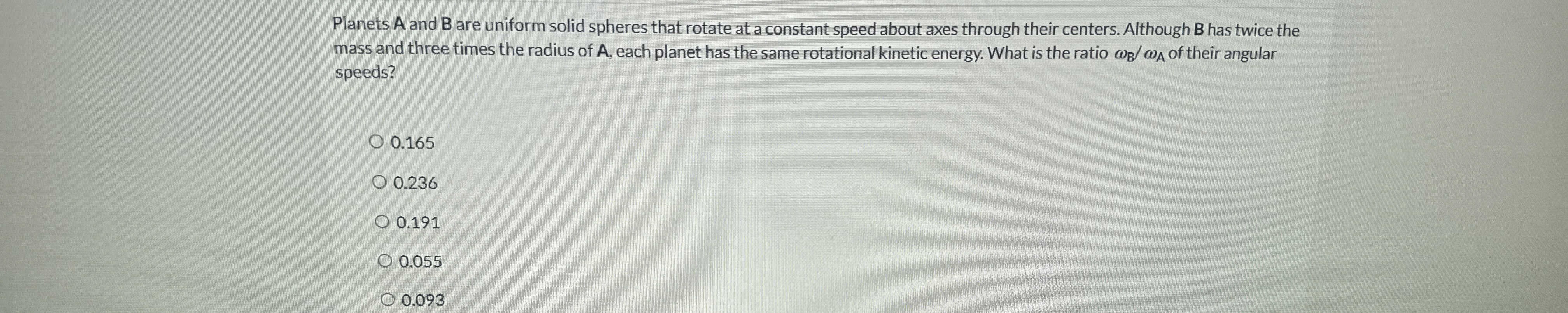 Planets A and B are uniform solid spheres that