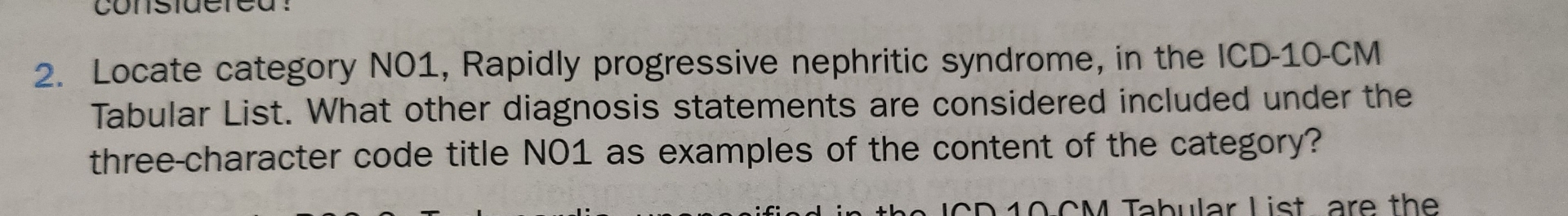 Locate category N 0 1 , Rapidly progressive