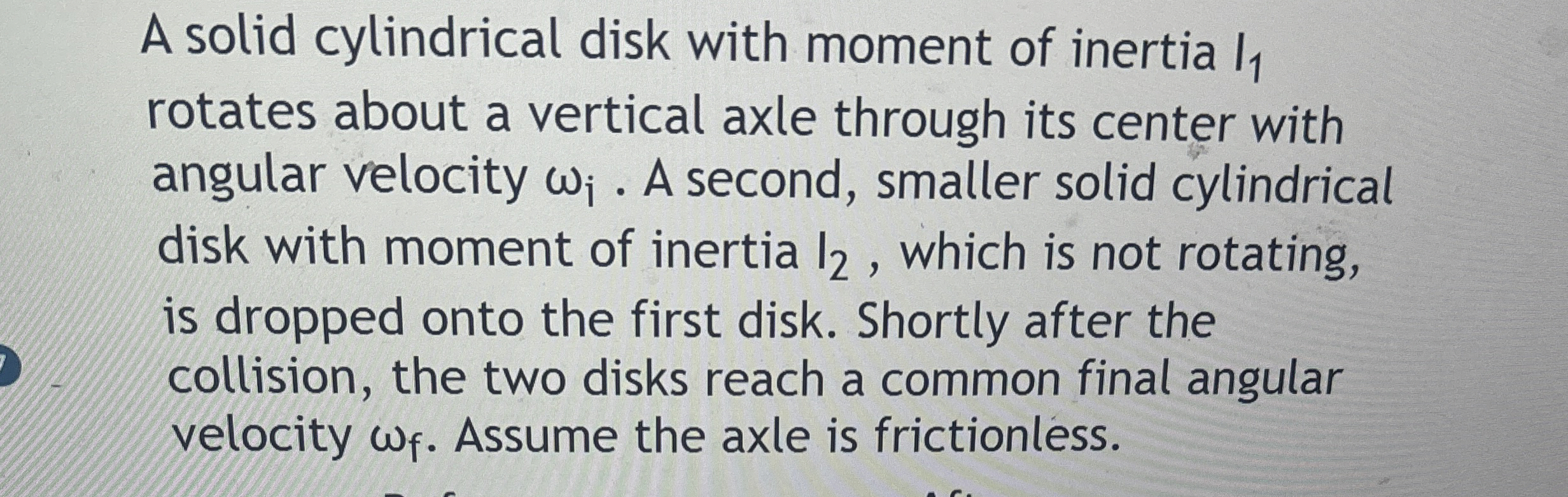 A solid cylindrical disk with moment of inertia I