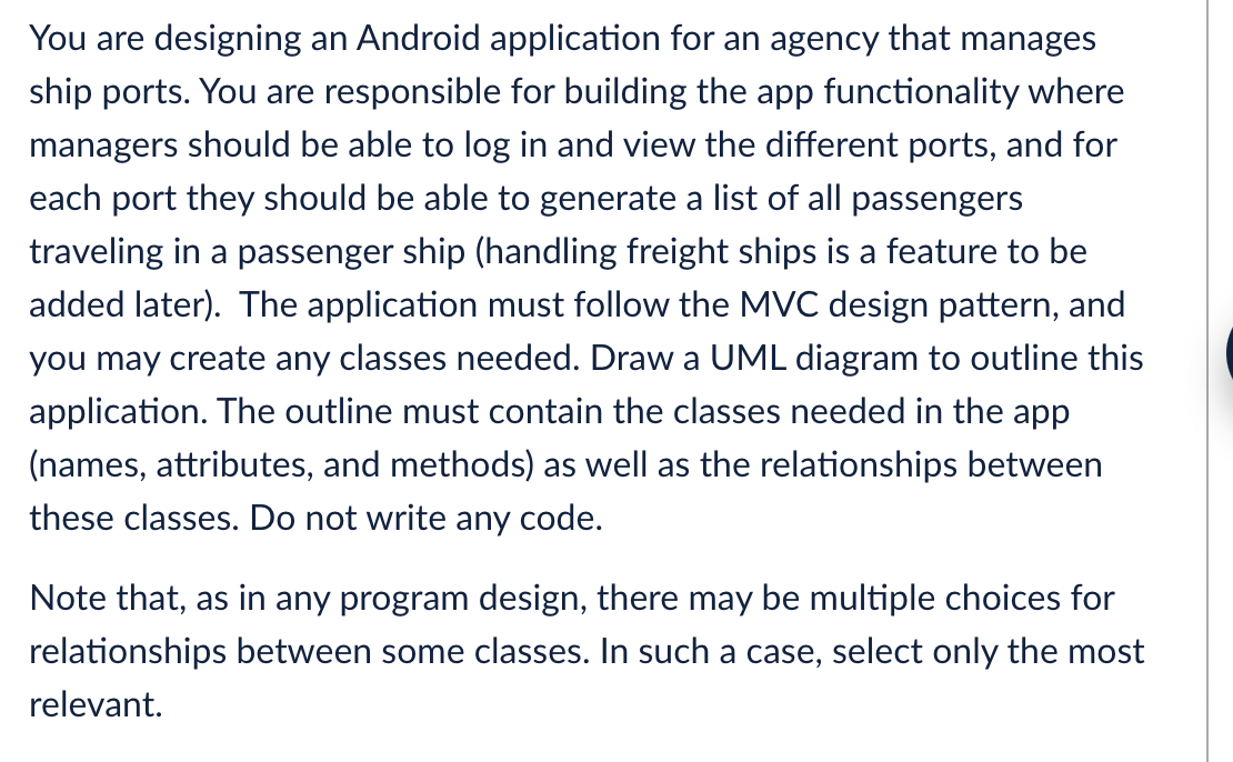 You are designing an Android application for an