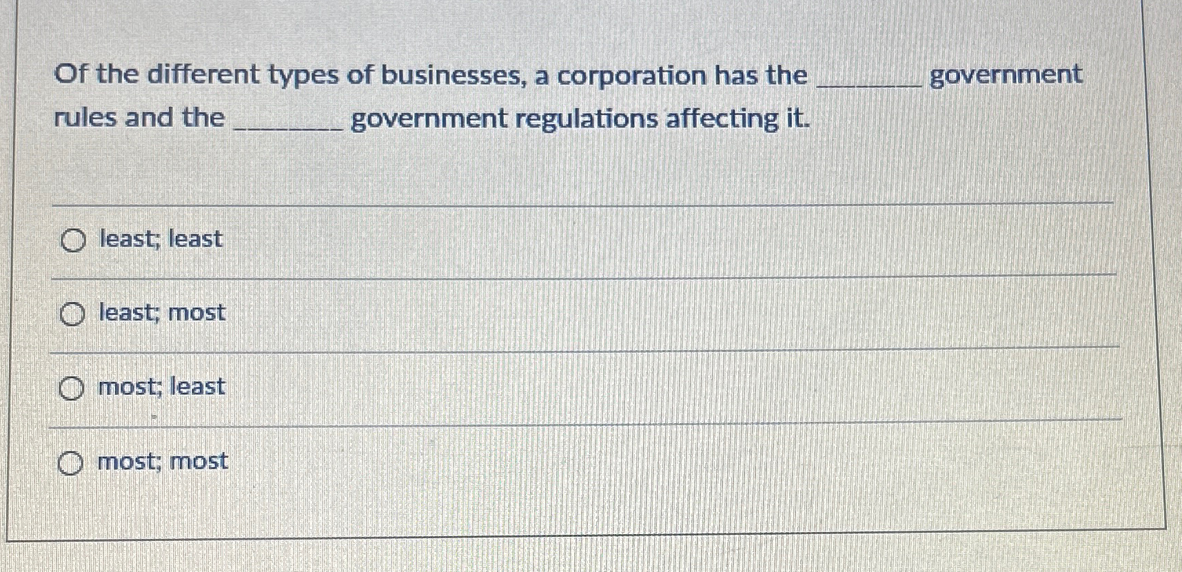 Of the different types of businesses, a