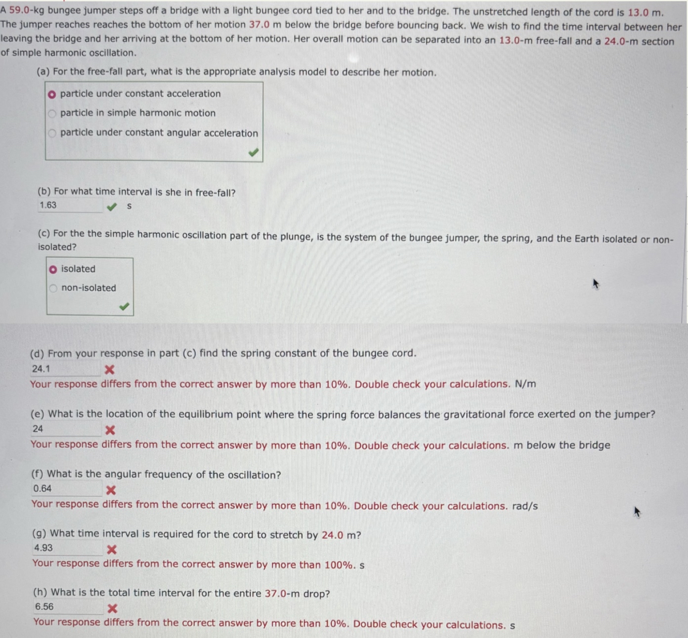 A 5 9 . 0 - kg bungee jumper steps off a bridge