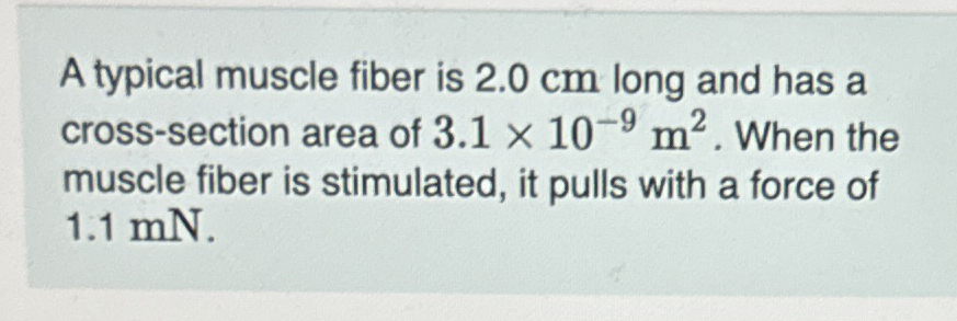 A typical muscle fiber is 2 . 0 cm long and has a