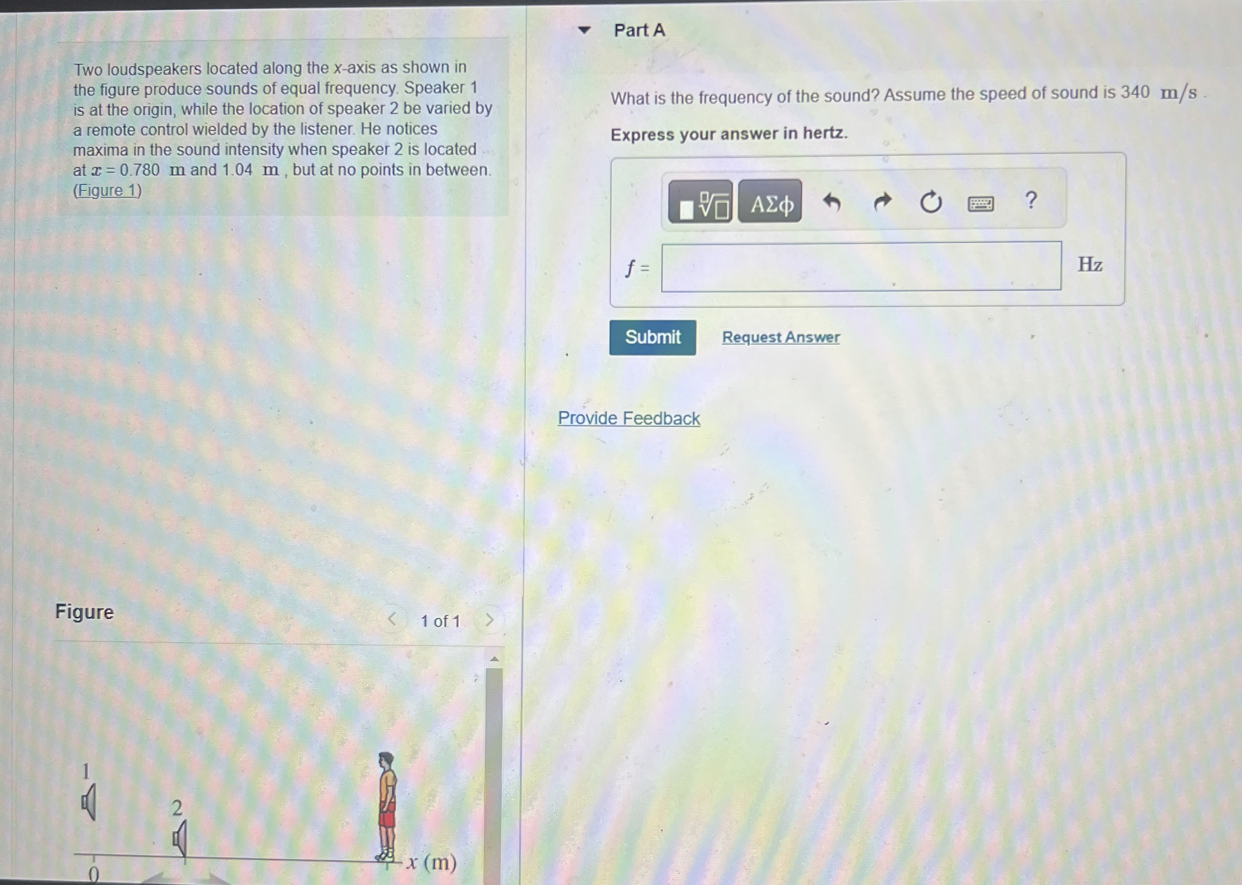 Two loudspeakers located along the x - axis as