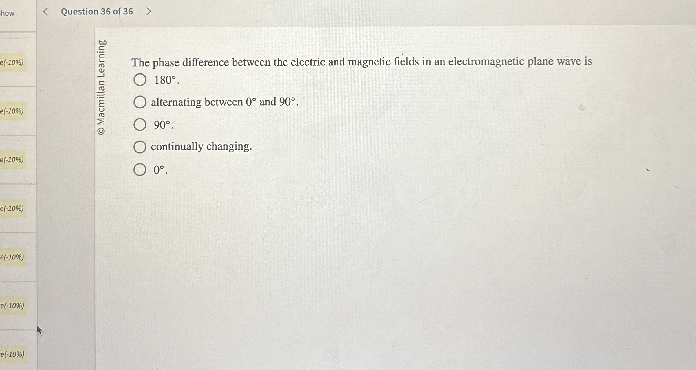 how Question 3 6 of 3 6 e ( - 1 0 % ) e ( - 1 0 %