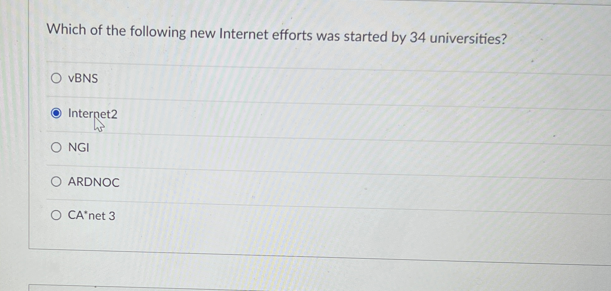 Which of the following new Internet efforts was