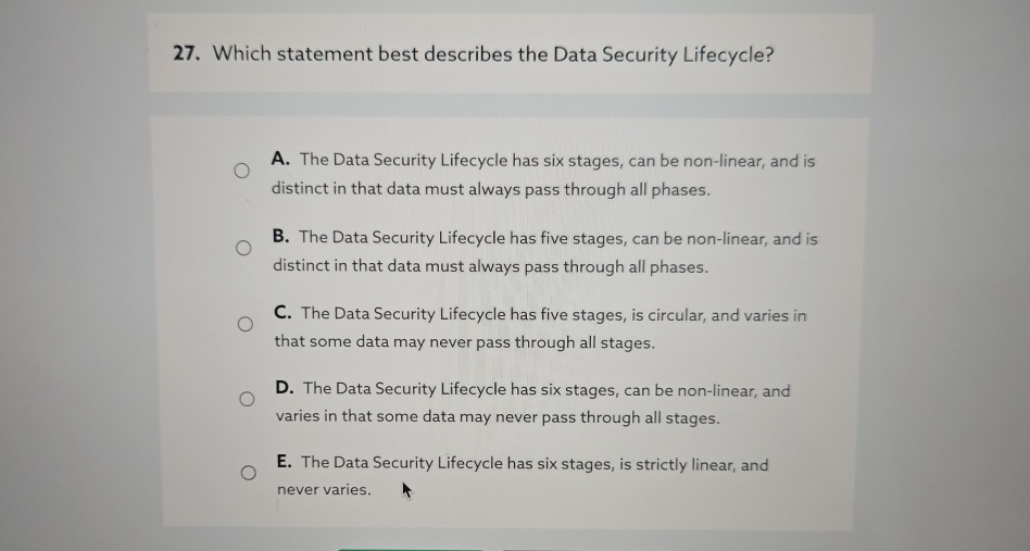 Which statement best describes the Data Security