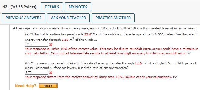 1 2 . ) A thermopane window consists of two glass