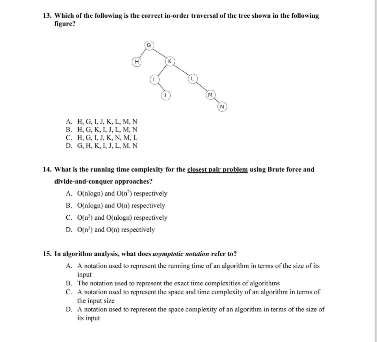 Which of the following is the correct in - order