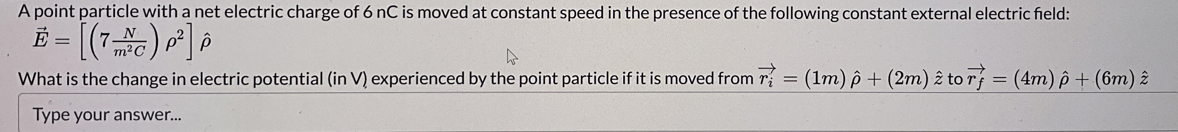 A point particle with a net electric charge of 6