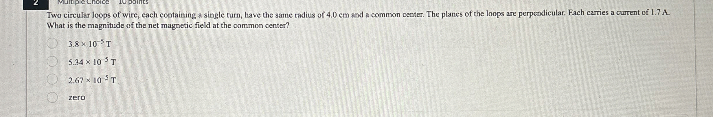 Two circular loops of wire, each containing a