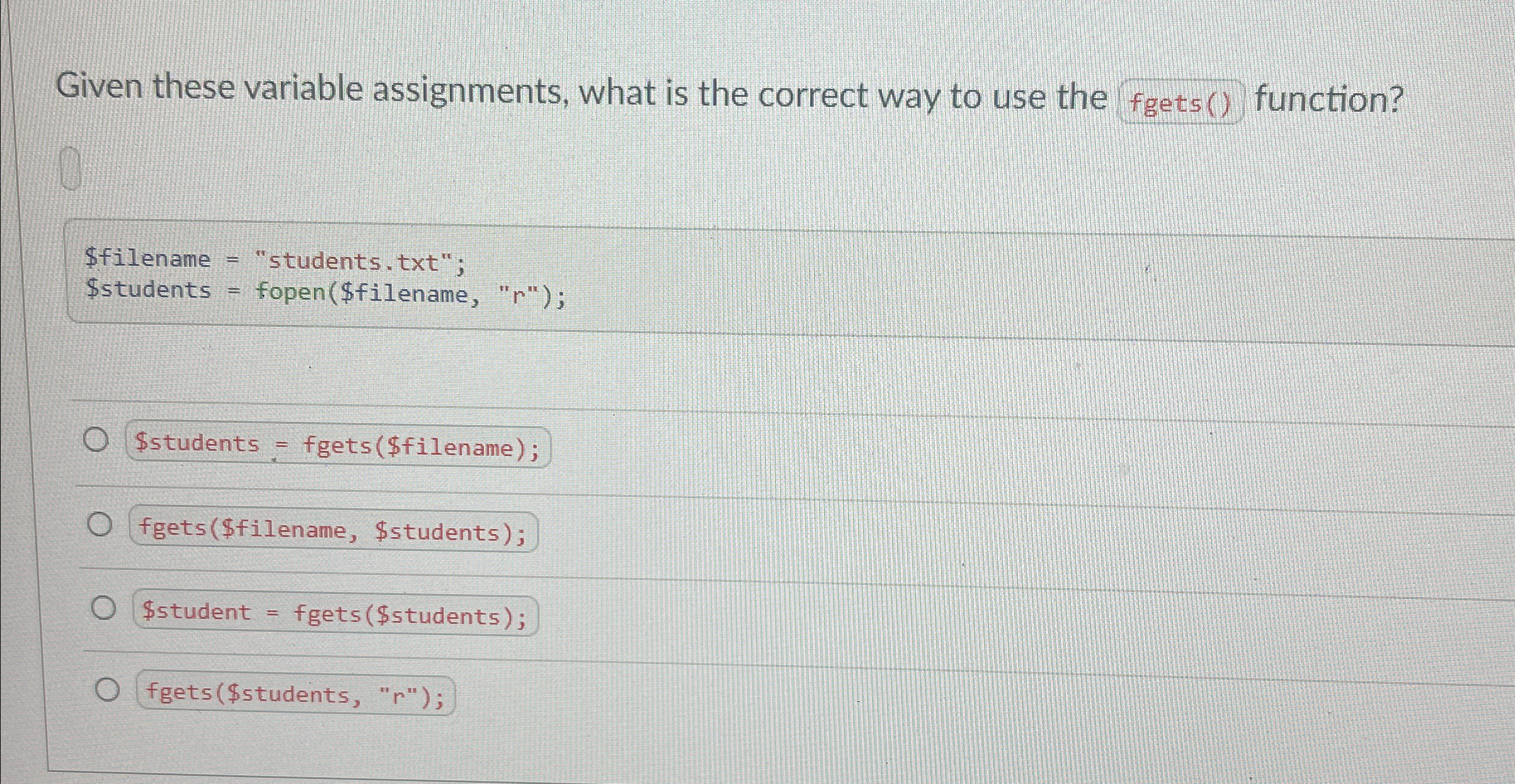 Given these variable assignments, what is the