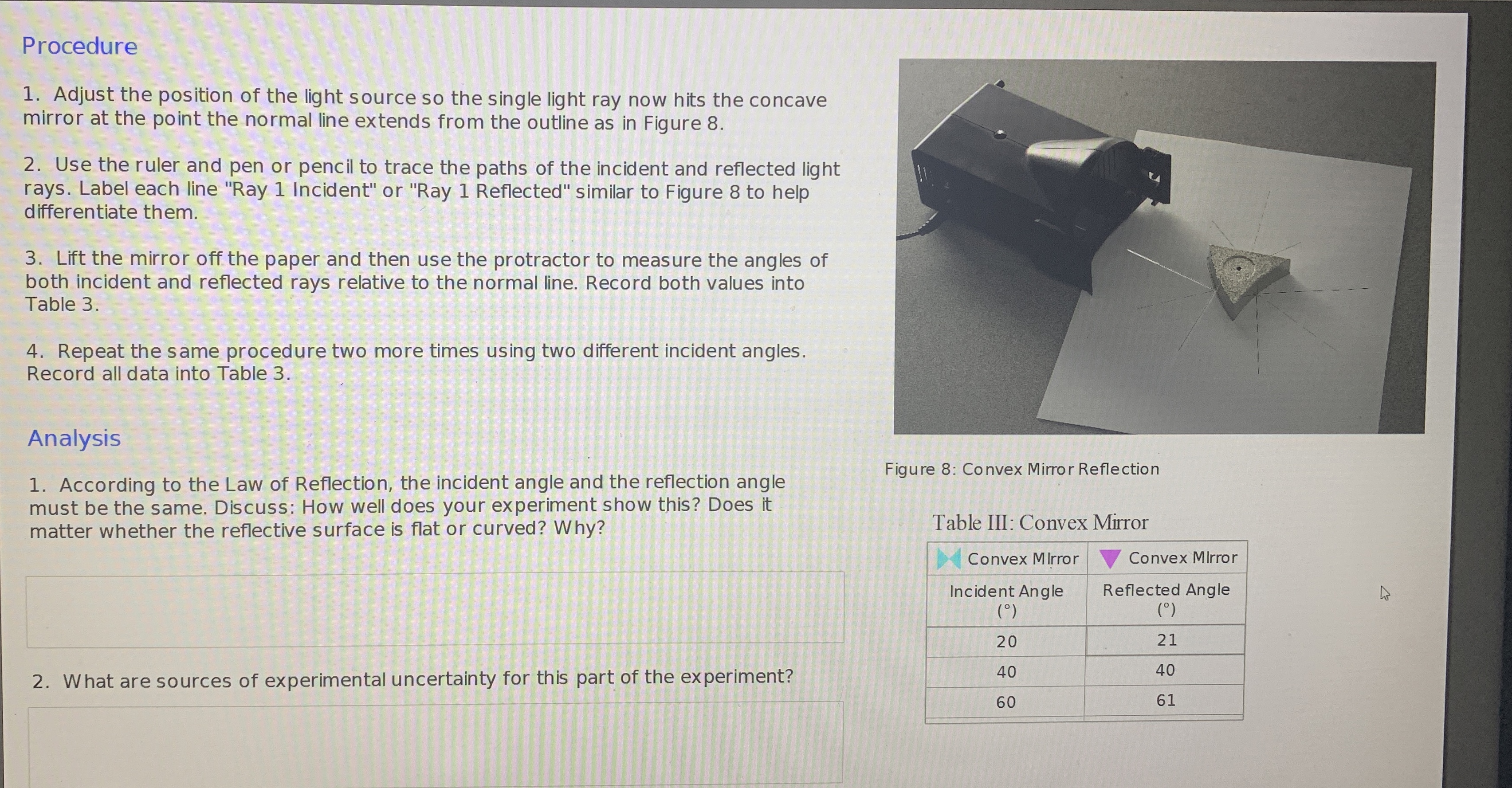 Procedure Adjust the position of the light source