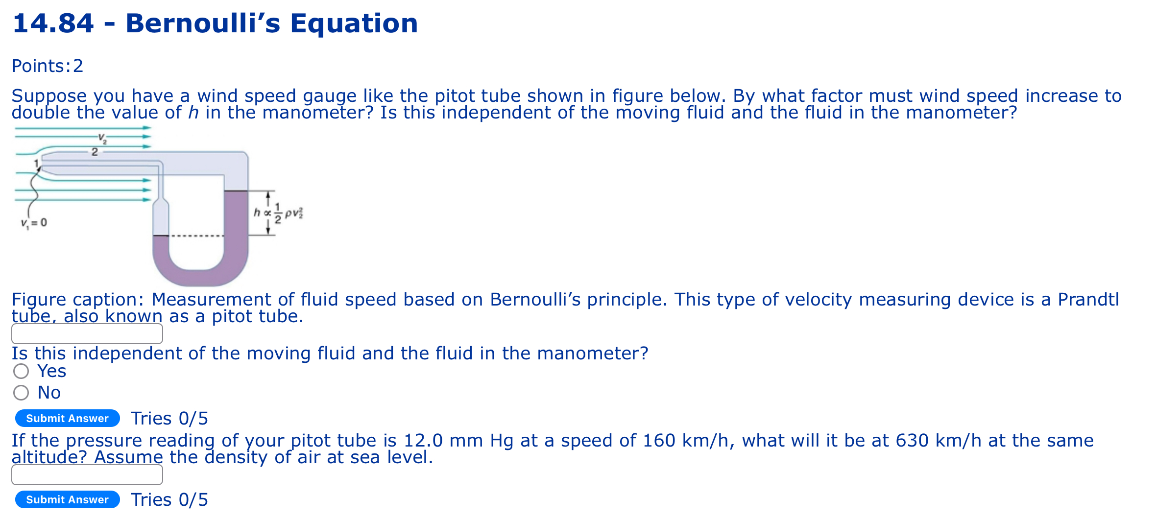 1 4 . 8 4 - Bernoulli's Equation Points: 2