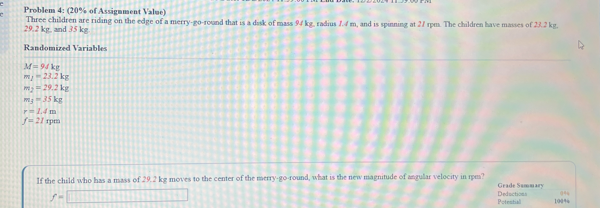 Problem 4 : ( 2 0 % of Assignment Value ) Three