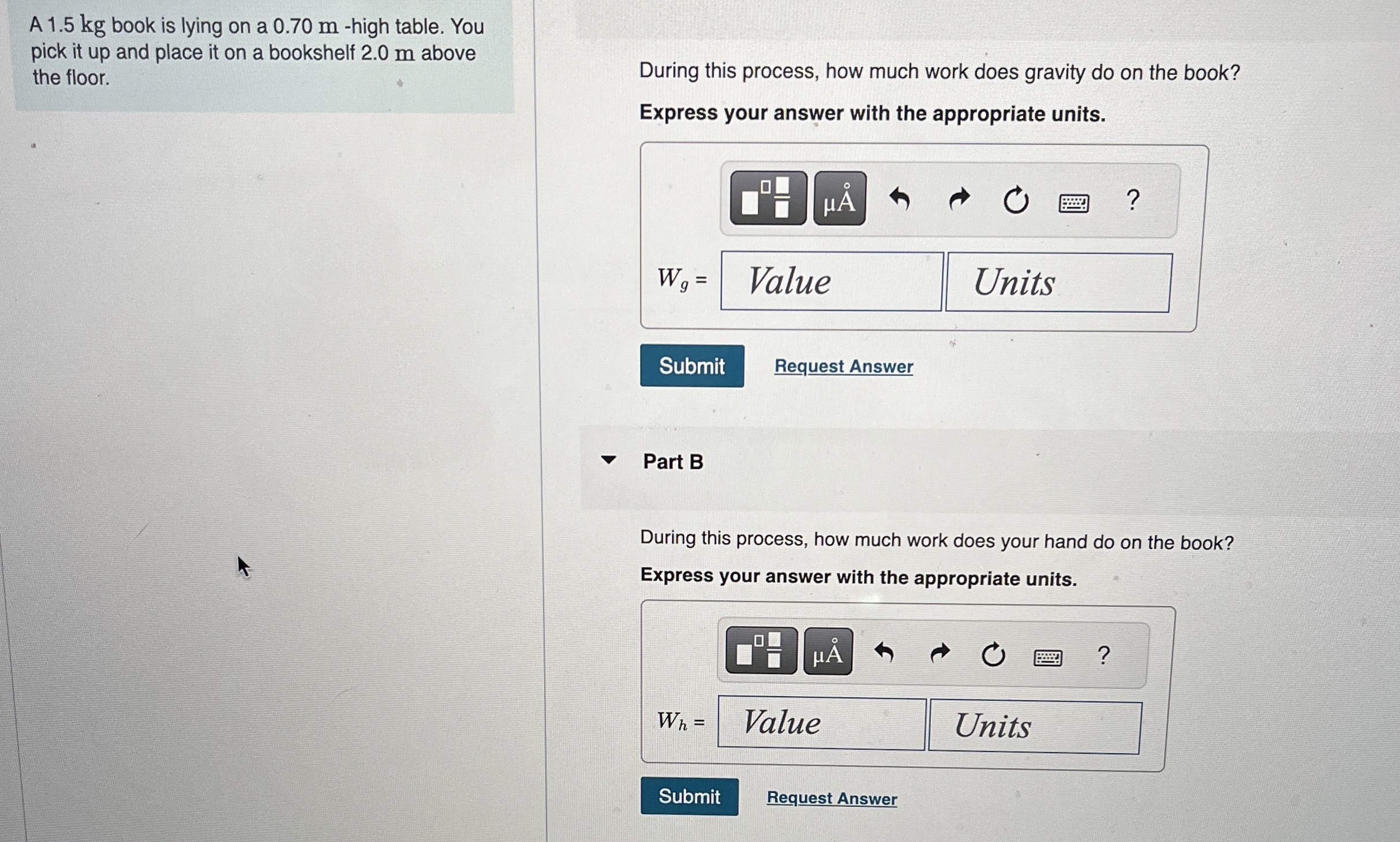 A 1 . 5 kg book is lying on a 0 . 7 0 m - high