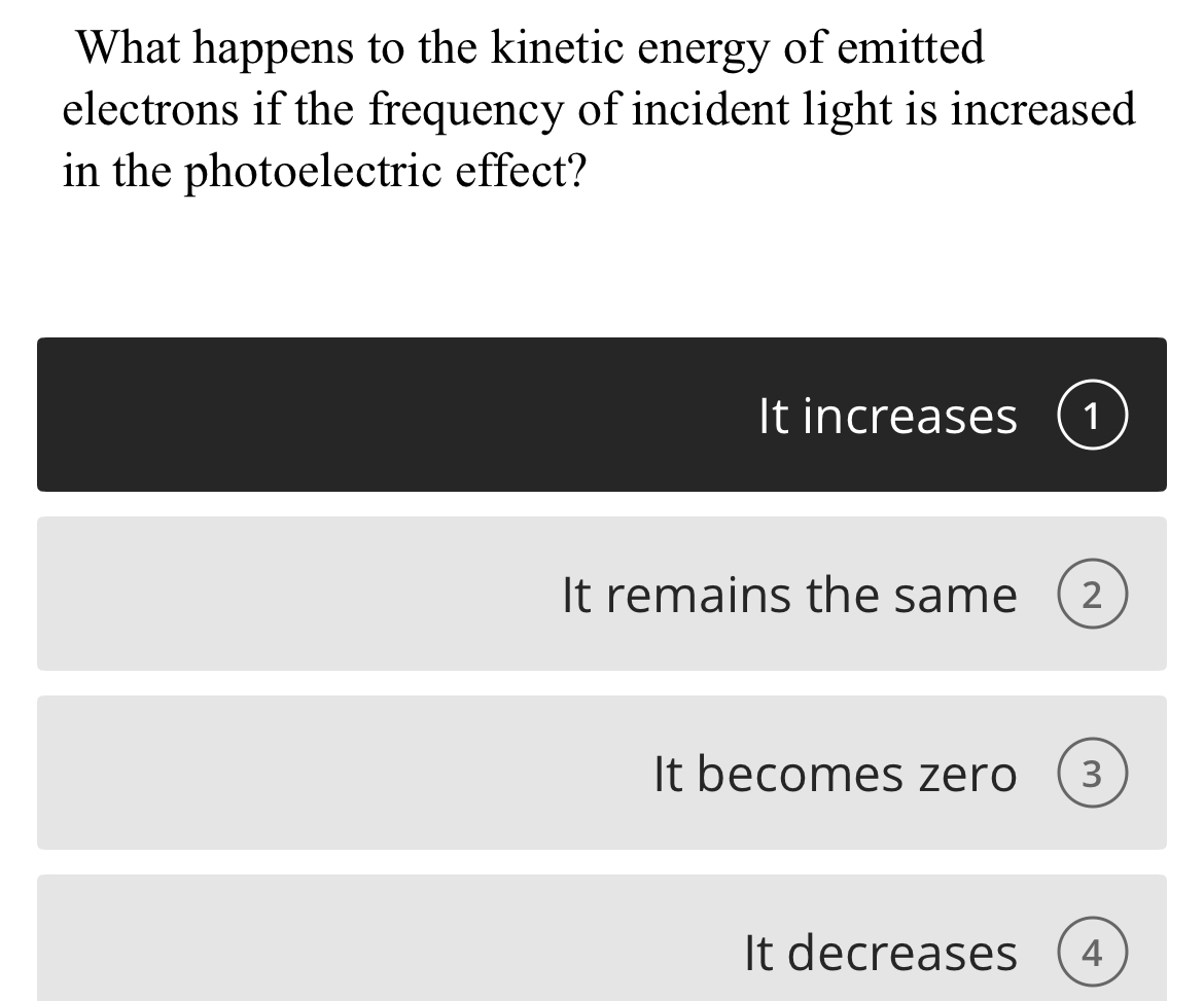What happens to the kinetic energy of emitted