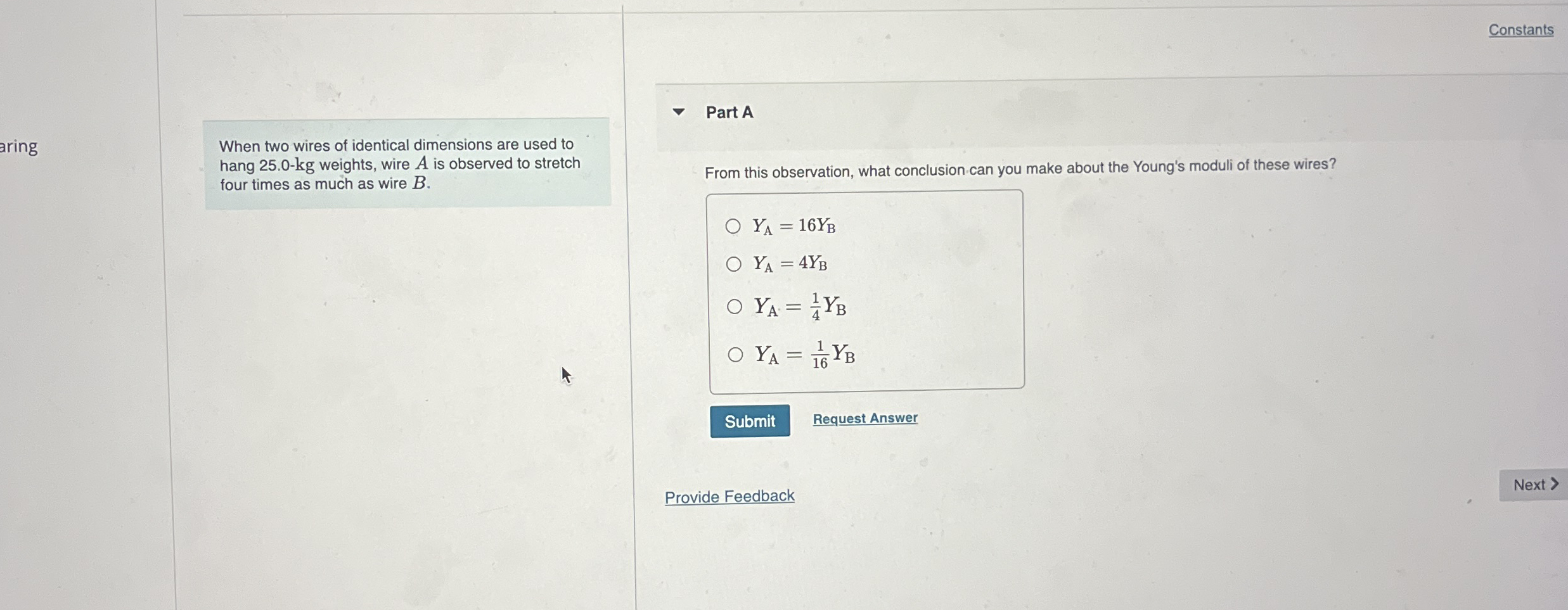 Constants When two wires of identical dimensions