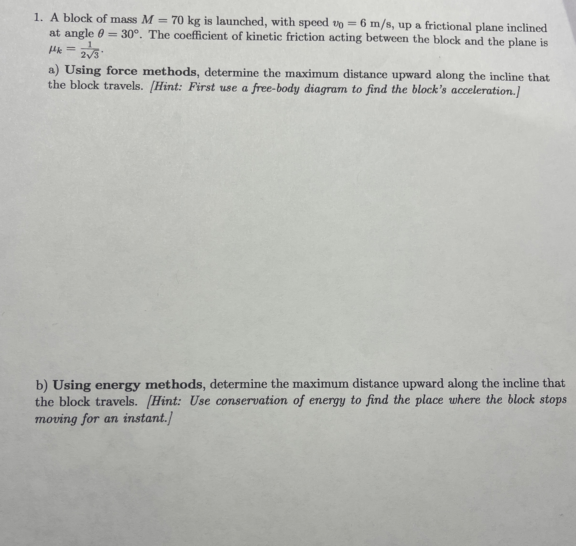 A block of mass M = 7 0 k g is launched, with