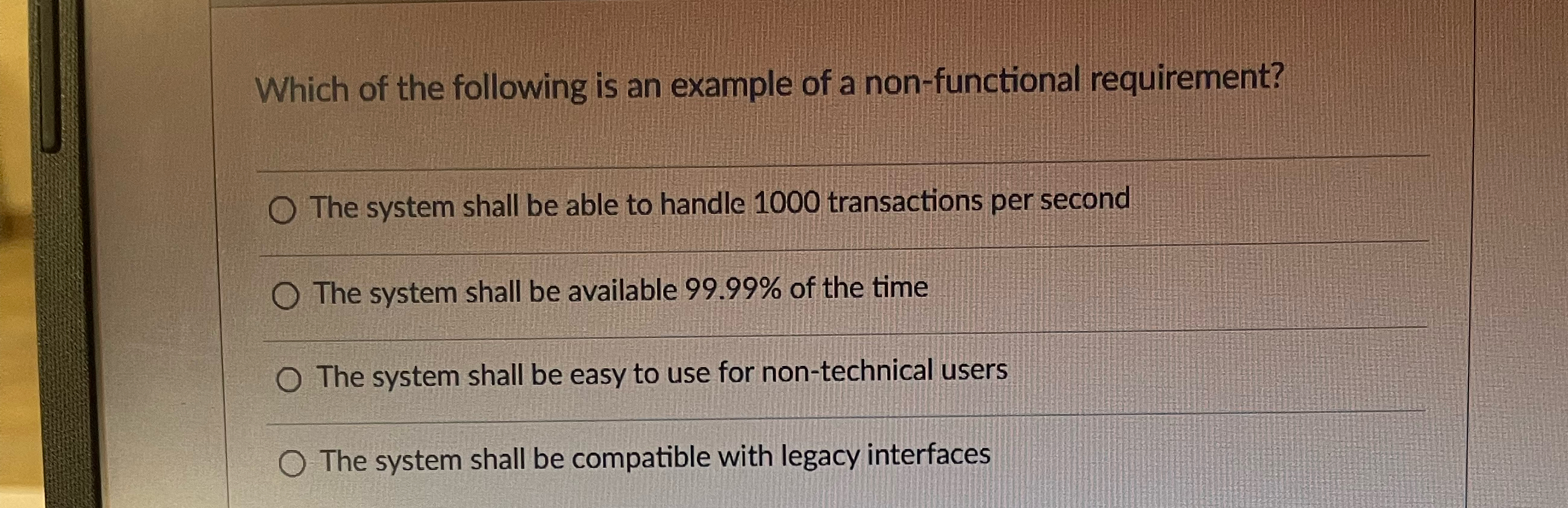 Which of the following is an example of a non -