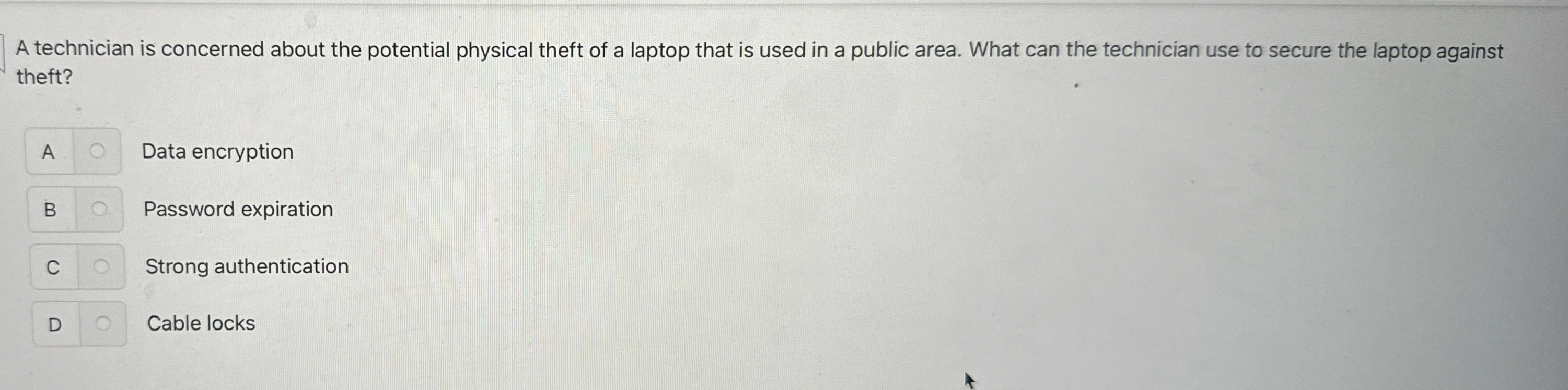 A technician is concerned about the potential