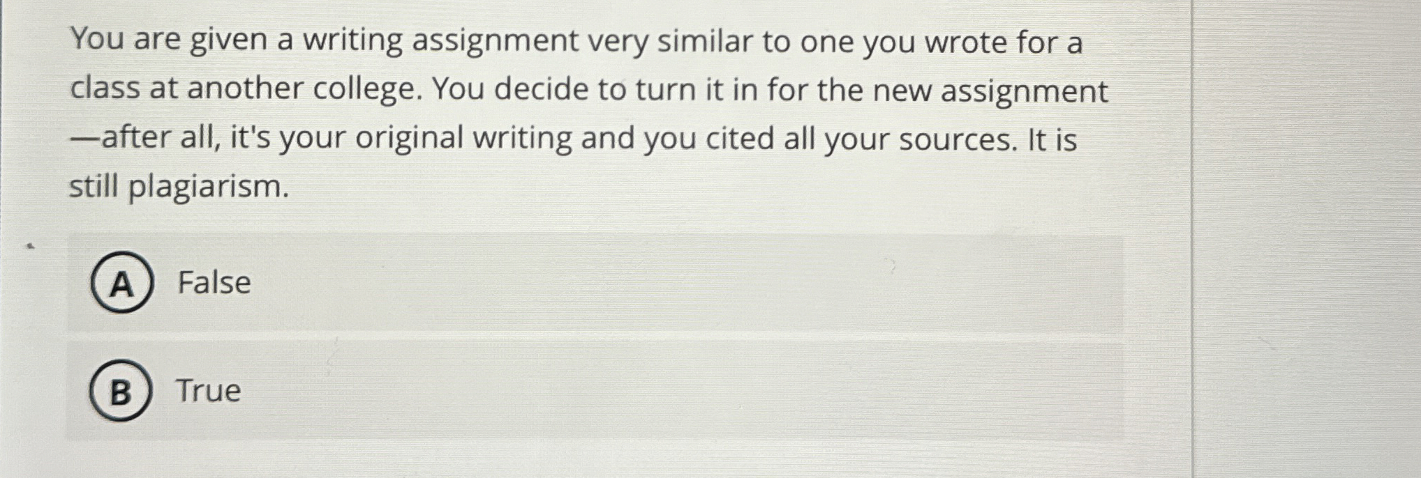 You are given a writing assignment very similar