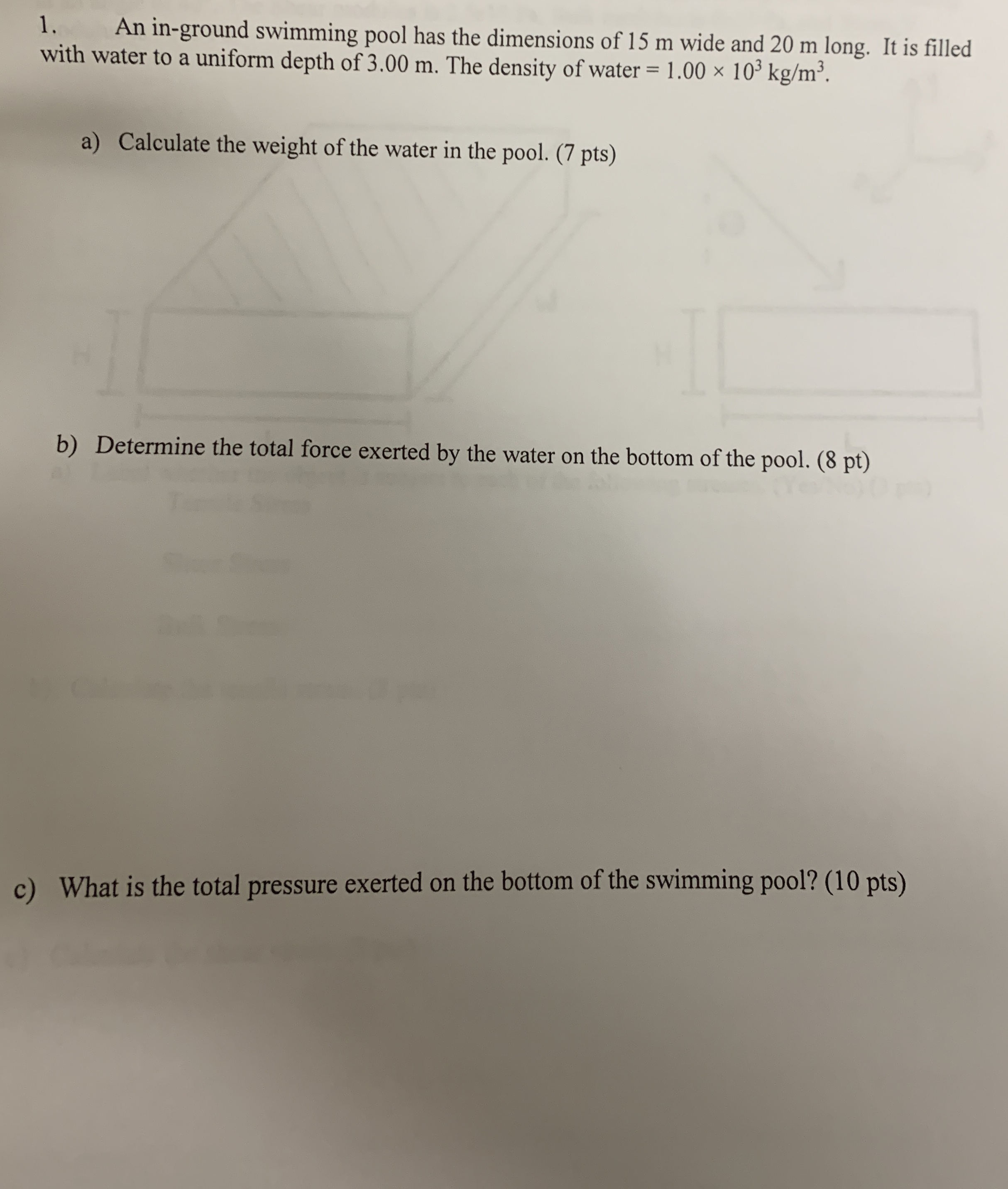 An in - ground swimming pool has the dimensions