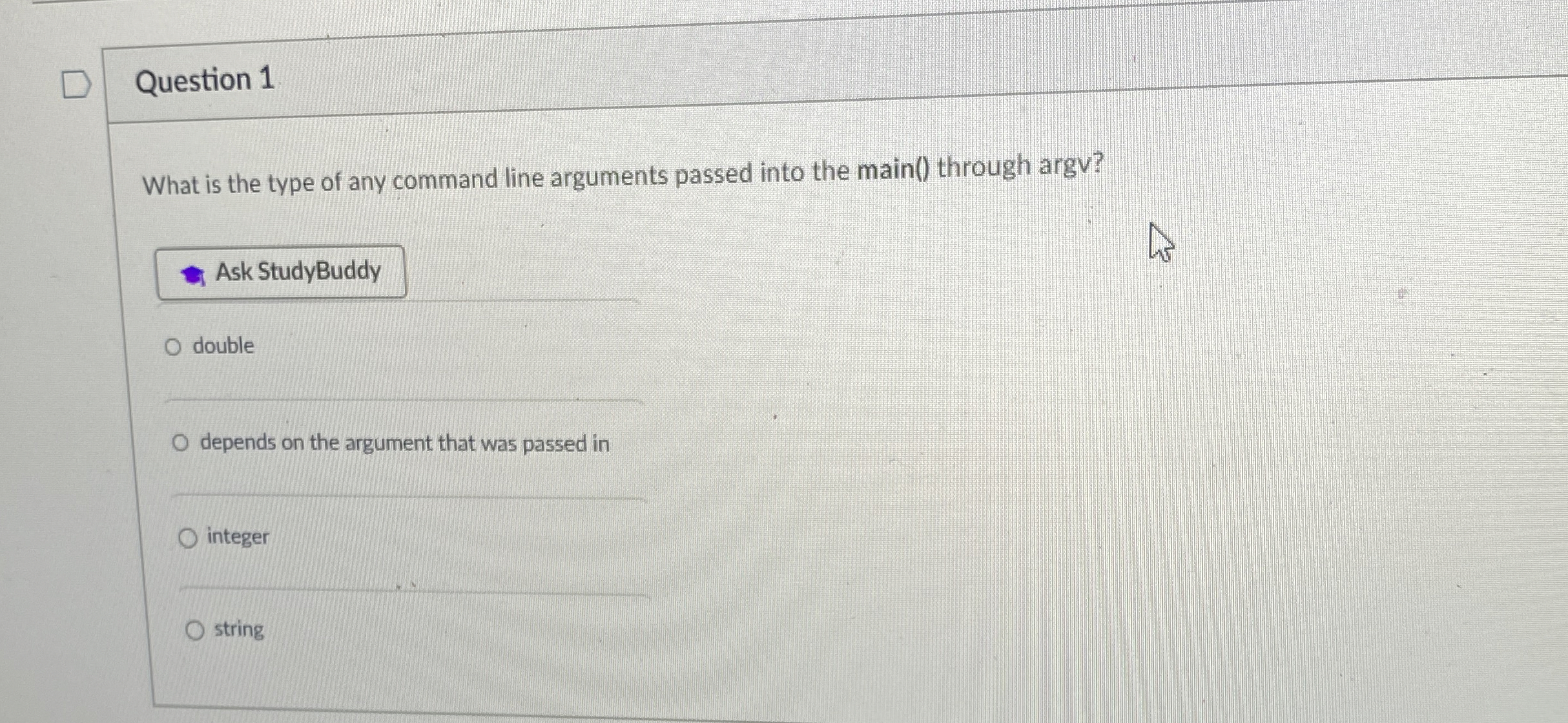 Question 1 What is the type of any command line