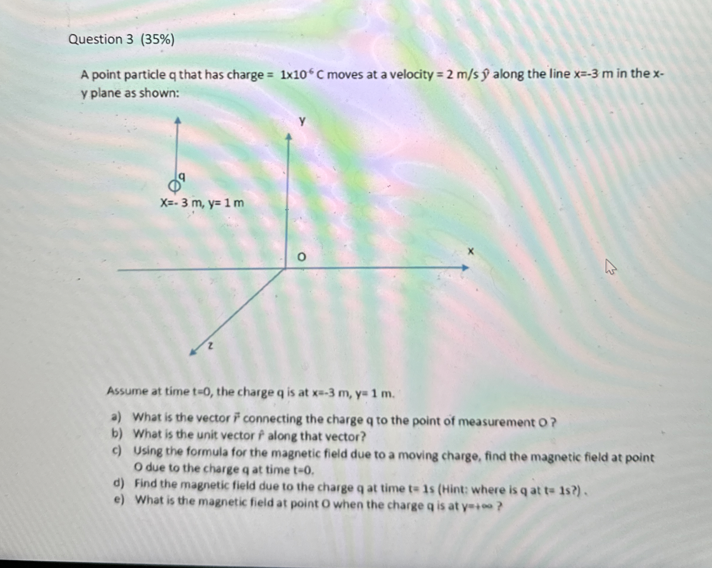 Question 3 ( 3 5 % ) A point particle q that has