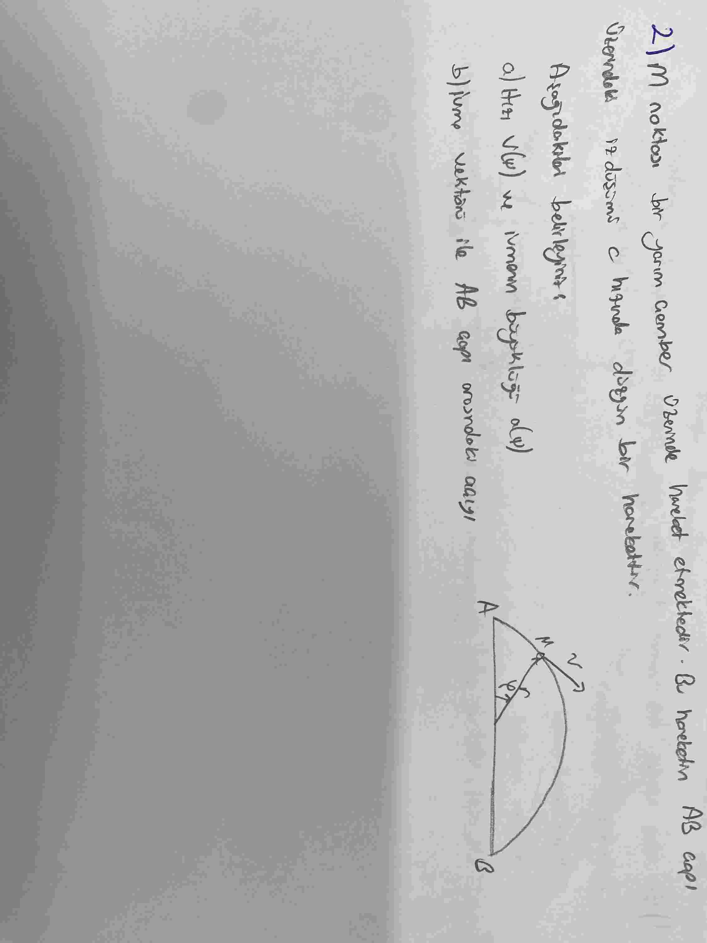 M noktas bir yar m ember zerinde hareket