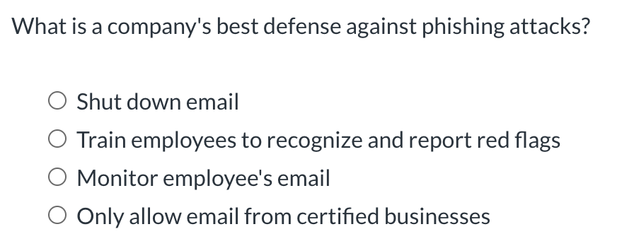 What is a company's best defense against phishing