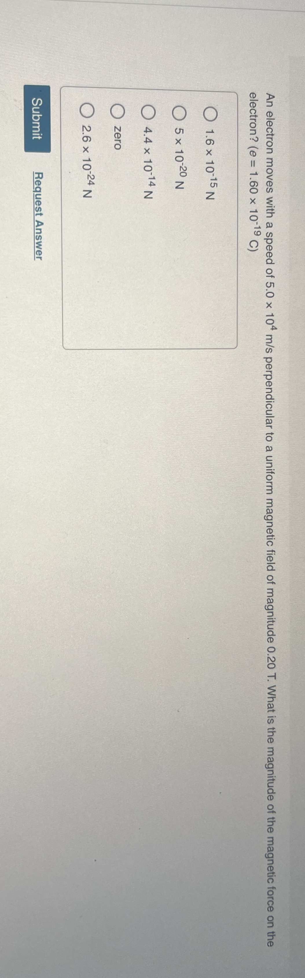 An electron moves with a speed of 5 . 0 1 0 4 m s